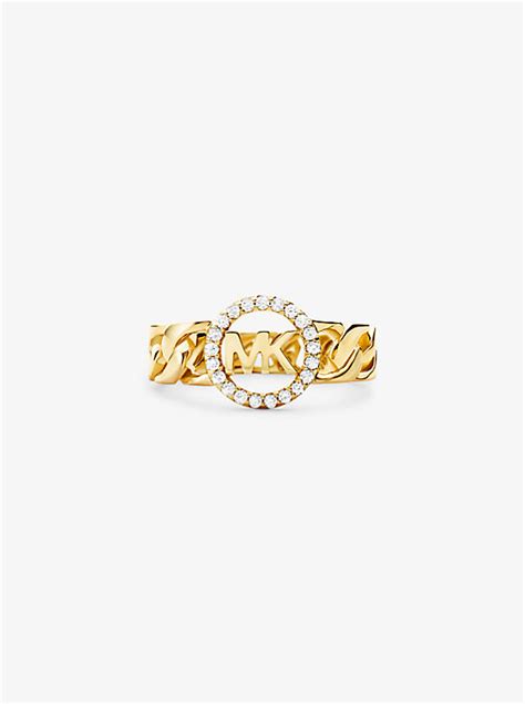 michael kors curb chain logo plaque ring|Precious Metal.